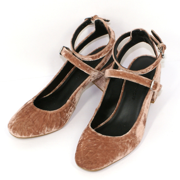 Rebecca Minkoff Mary Jane Pink Velvet Block Heels - Picture 4 of 6